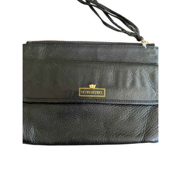 HENRI BENDEL Vintage Black Leather Zip Clutch Pouch Bag - Picture 8 of 9